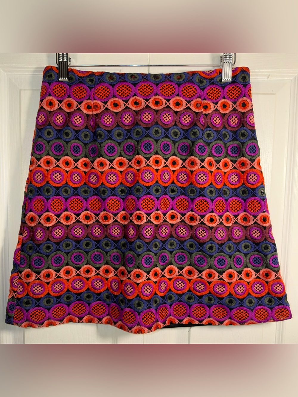 Hutch Anthropologie Hadiya Multicolor Embroidered Mini Pencil Skirt Size 2